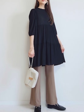 「select MOCA（セレクトモカ）の柔らかく履きやすいフェイクレザーゴールドビット付きローファー（ローファー）」を使った、MAYUKOさん（レディース・163cm）の夏コーディネート