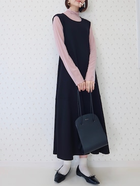 「RANDA（ランダ）のアイテム（バレエシューズ）」を使った、MAYUKOさん（レディース・163cm）の冬コーディネート