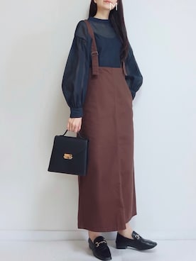 「select MOCA（セレクトモカ）の柔らかく履きやすいフェイクレザーゴールドビット付きローファー（ローファー）」を使った、MAYUKOさん（レディース・163cm）の夏コーディネート