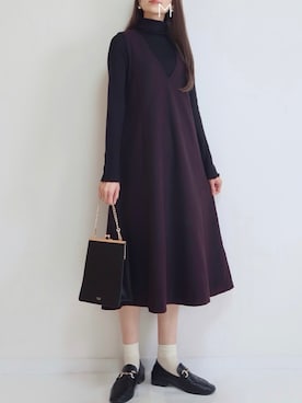 「UNIQLO（ユニクロ）のアイテム（ジャンパースカート）」を使った、MAYUKOさん（レディース・163cm）の秋コーディネート