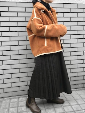 「トレンチスカート」｜「アイテム（ジャケット/アウター）」を使った、yapipi☺︎さん（レディース・157cm）の冬コーディネート