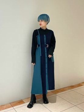 「#秋コーデ」｜「アイテム（シャツワンピース）」を使った、ヤマサキさん（レディース・157cm）の秋コーディネート