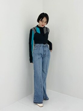 「#ブルー」｜ヤマサキさん（レディース・157cm）の冬コーディネート