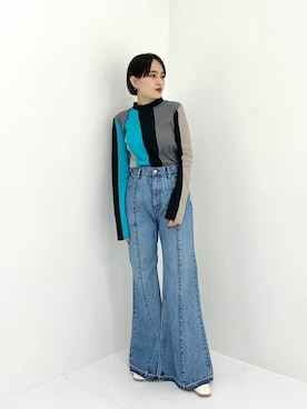 「＃デニム」｜ヤマサキさん（レディース・157cm）の冬コーディネート
