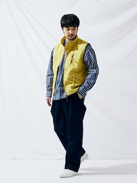 「JOURNAL STANDARD（ジャーナルスタンダード）のアイテム（ベスト）」を使った、ジャーナルスタンダード メンズさん（メンズ・182cm）の春コーディネート