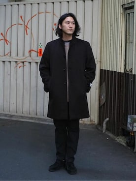 「JOURNAL STANDARD（ジャーナルスタンダード）のアイテム（チェスターコート）」を使った、ジャーナルスタンダード メンズさん（メンズ・177cm）の冬コーディネート