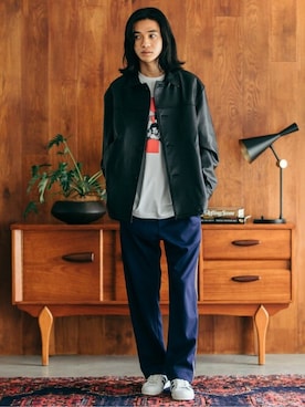 「JOURNAL STANDARD（ジャーナルスタンダード）のアイテム（ライダースジャケット）」を使った、ジャーナルスタンダード メンズさん（メンズ・181cm）の秋コーディネート