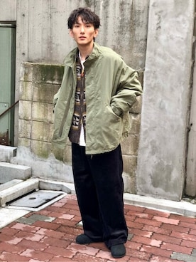 「コーデュロイパンツ」｜「アイテム（モッズコート）」を使った、ジャーナルスタンダード メンズさん（メンズ・167cm）の秋コーディネート