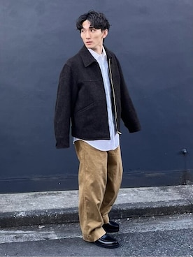 「ストレートパンツ」｜「アイテム（ブルゾン）」を使った、ジャーナルスタンダード メンズさん（メンズ・167cm）の冬コーディネート