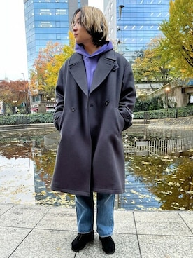 「JOURNAL STANDARD（ジャーナルスタンダード）のアイテム（ステンカラーコート）」を使った、ジャーナルスタンダード メンズさん（メンズ・176cm）の冬コーディネート