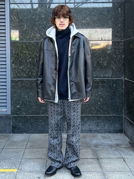 「JOURNAL STANDARD（ジャーナルスタンダード）のアイテム（ライダースジャケット）」を使った、ジャーナルスタンダード メンズさん（メンズ・175cm）の冬コーディネート
