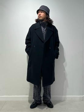 「JOURNAL STANDARD（ジャーナルスタンダード）のアイテム（ステンカラーコート）」を使った、ジャーナルスタンダード メンズさん（メンズ・172cm）の冬コーディネート