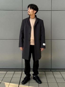 「JOURNAL STANDARD（ジャーナルスタンダード）のアイテム（ステンカラーコート）」を使った、ジャーナルスタンダード メンズさん（メンズ・170cm）の冬コーディネート