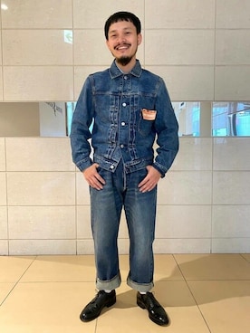 「ストレートデニム」｜「アイテム（デニムジャケット）」を使った、ジャーナルスタンダード メンズさん（メンズ・166cm）の冬コーディネート