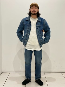 「ストレートデニム」｜「アイテム（デニムジャケット）」を使った、ジャーナルスタンダード メンズさん（メンズ・167cm）の冬コーディネート