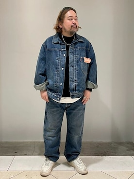 「ストレートデニム」｜「アイテム（デニムジャケット）」を使った、ジャーナルスタンダード メンズさん（メンズ・167cm）の冬コーディネート