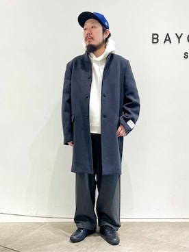 「JOURNAL STANDARD（ジャーナルスタンダード）のアイテム（ステンカラーコート）」を使った、ジャーナルスタンダード メンズさん（メンズ・170cm）の冬コーディネート