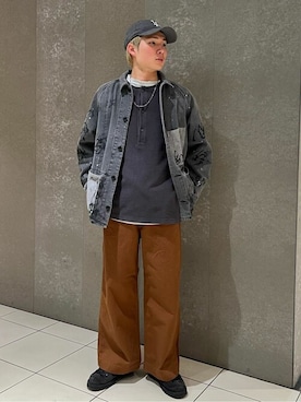 「アイテム（カバーオール）」を使った、ジャーナルスタンダード メンズさん（メンズ・177cm）の冬コーディネート