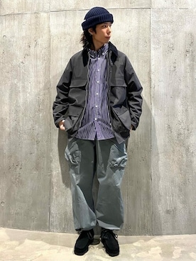 「ボタンダウンシャツ」｜「アイテム（ブルゾン）」を使った、ジャーナルスタンダード メンズさん（メンズ・175cm）の冬コーディネート