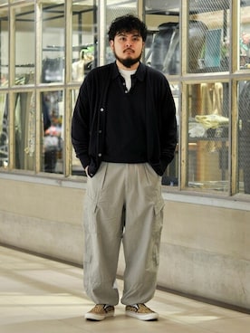 「アイテム（ポロシャツ）」を使った、ジャーナルスタンダード メンズさん（メンズ・172cm）の冬コーディネート