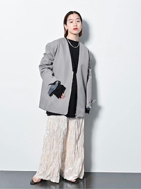 CITYSHOP ノーカラージャケット グレー CITYSHOPのノーカラー