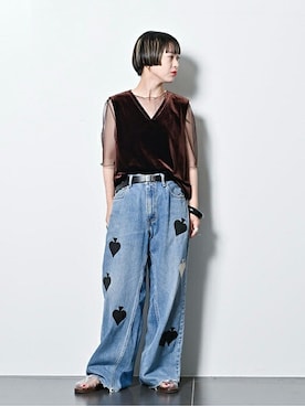 「SIMONE WILD（シモーネワイルド）のアイテム」を使った、YAMASHITAさん（レディース・156cm）の夏コーディネート