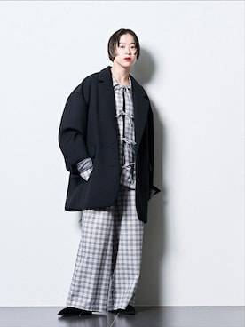「秋のコーデ」｜「アイテム（その他アウター）」を使った、YAMASHITAさん（レディース・156cm）の秋コーディネート