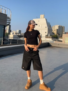 「Champion（チャンピオン）のアイテム」を使った、NATSUKIさん（レディース・170cm）の夏コーディネート