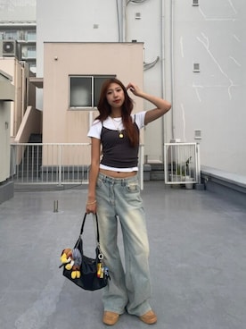 「GILDAN（ギルダン）のアイテム（Tシャツ/カットソー）」を使った、NATSUKIさん（レディース・170cm）の夏コーディネート