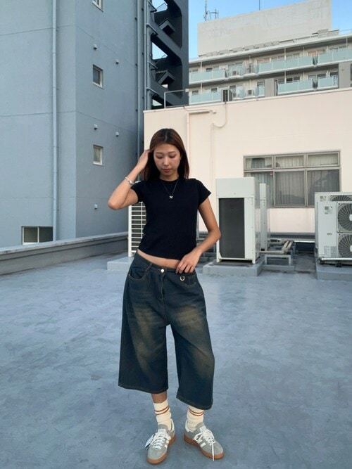 wide flare cropped denim pant/ワイド フレア クロップド