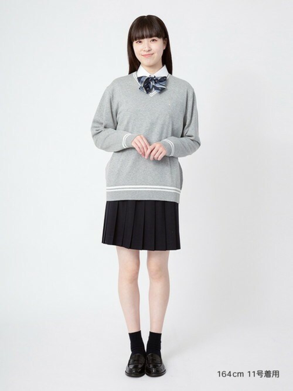 イーストボーイ 11号/L 人気 定番 プリーツスカート ウール 長め丈 グレー EASTBOY（イーストボーイ）の「スカート 無地 48cm丈 通学 スクール