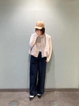 「アイテム（チノパンツ、ブルー系）」を使った、a k aさん（レディース・164cm）の秋コーディネート