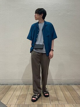 「UNiCASE（ユニケース）のアイテム（財布/小物）」を使った、徳山さん（メンズ・177cm）の夏コーディネート