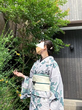「kimonomachi（キモノマチ）のアイテム（浴衣）」を使った、KIMONOMACHIさん（レディース・166cm）の夏コーディネート
