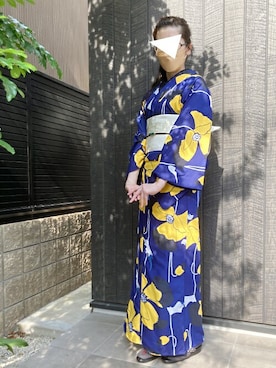「ブルーコーデ」｜「アイテム（浴衣）」を使った、KIMONOMACHIさん（レディース・166cm）の夏コーディネート