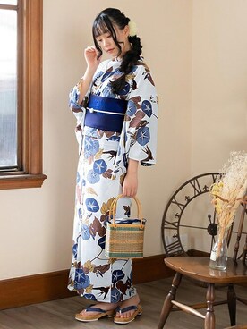 「kimonomachi（キモノマチ）のアイテム（浴衣）」を使った、KIMONOMACHIさん（レディース・167cm）の夏コーディネート