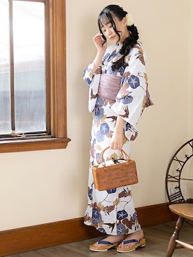 「kimonomachi（キモノマチ）のアイテム（浴衣）」を使った、KIMONOMACHIさん（レディース・167cm）の夏コーディネート