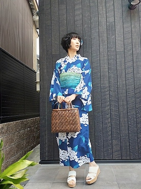 「アイテム（和装小物）」を使った、KIMONOMACHIさん（レディース・158cm）の夏コーディネート