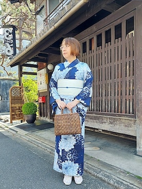 「アイテム（和装小物）」を使った、KIMONOMACHIさん（レディース・166cm）の夏コーディネート