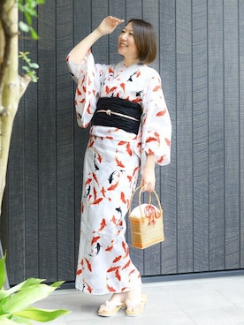 「アイテム（水着/着物・浴衣）」を使った、KIMONOMACHIさん（レディース・170cm）の秋コーディネート