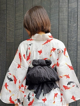 「アイテム（水着/着物・浴衣）」を使った、KIMONOMACHIさん（レディース・170cm）の秋コーディネート
