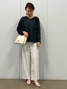 「アイテム（バッグ、ホワイト系）」を使った、mikaさん（レディース・158cm）の春コーディネート