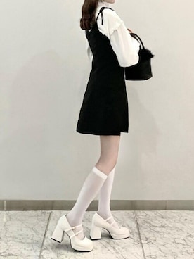 パンプス ホワイト 白色系 厚底 コーディネート Zozotown