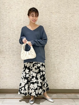 「フラワープリントスカート」｜yukimiさん（レディース・160cm）の春コーディネート