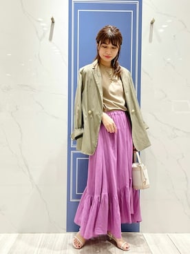 「麻ジャケット」｜yukimiさん（レディース・160cm）の春コーディネート