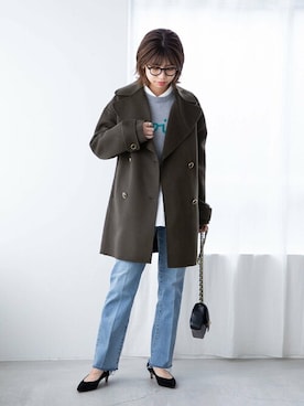 「La TOTALITE（ラトータリテ）のアイテム（ピーコート）」を使った、yukimiさん（レディース・160cm）の秋コーディネート