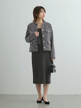 「La TOTALITE（ラトータリテ）のアイテム（ノーカラージャケット）」を使った、yukimiさん（レディース・160cm）の冬コーディネート
