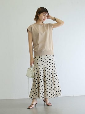 「La TOTALITE（ラトータリテ）のアイテム（ニット/セーター）」を使った、yukimiさん（レディース・160cm）の夏コーディネート