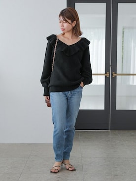 「La TOTALITE（ラトータリテ）のアイテム（ニット/セーター）」を使った、yukimiさん（レディース・160cm）の秋コーディネート