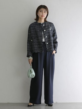 「La TOTALITE（ラトータリテ）のアイテム（ノーカラージャケット）」を使った、yukimiさん（レディース・160cm）の冬コーディネート